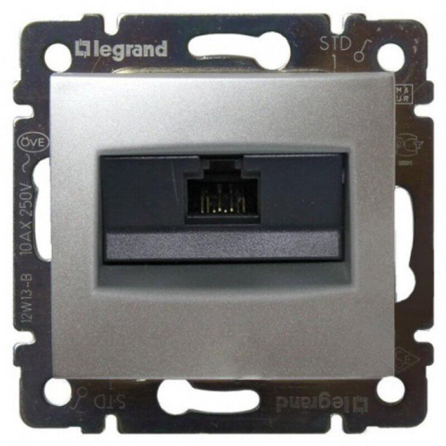 Розетка компьютерная RJ45 Legrand Valena 5e кат UTP с захватами алюминий 770230 Розетка компьютерная RJ45 Legrand Valena 5e кат UTP с захватами алюминий 770230