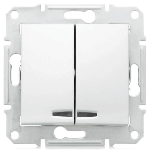 Выключатель двухклавишный с синей подсветкой Schneider Electric Sedna 10A 250V SDN0300321 Выключатель двухклавишный с синей подсветкой Schneider Electric Sedna 10A 250V SDN0300321