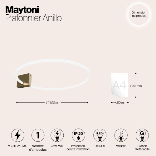 Настенный светильник Maytoni Anillo MOD315CL-L25G3K Настенный светильник Maytoni Anillo MOD315CL-L25G3K