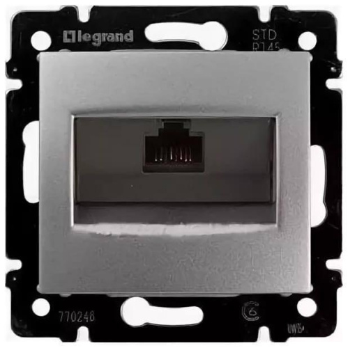 Розетка компьютерная RJ45 Legrand Valena 6 кат UTP с захватами алюминий 770246 Розетка компьютерная RJ45 Legrand Valena 6 кат UTP с захватами алюминий 770246