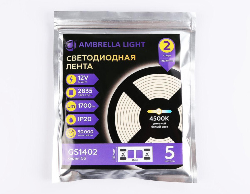 Светодиодная лента Ambrella Light 17W/m 240LED/m 2835SMD дневной белый 5M GS1402 Светодиодная лента Ambrella Light 17W/m 240LED/m 2835SMD дневной белый 5M GS1402