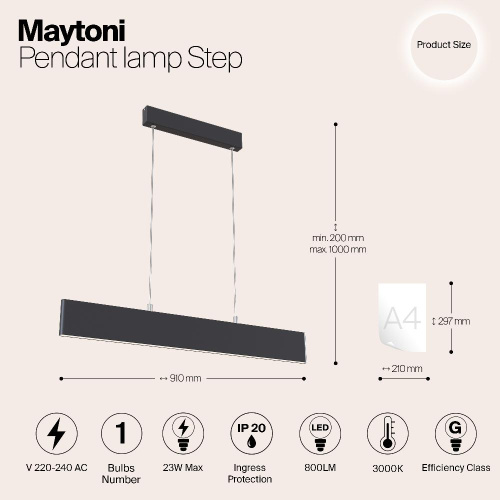 Подвесной светодиодный светильник Maytoni Step P010PL-L23B Подвесной светодиодный светильник Maytoni Step P010PL-L23B