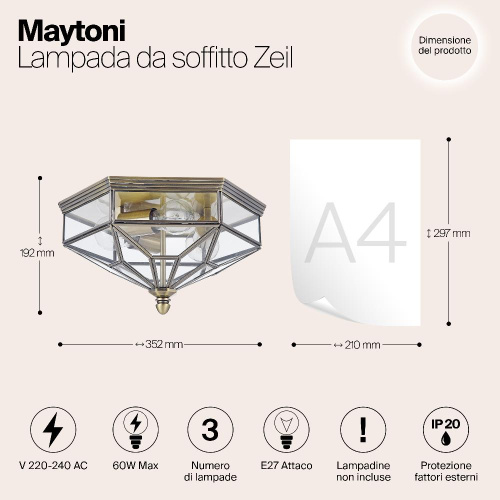 Потолочный светильник Maytoni Zeil H356-CL-03-BZ Потолочный светильник Maytoni Zeil H356-CL-03-BZ