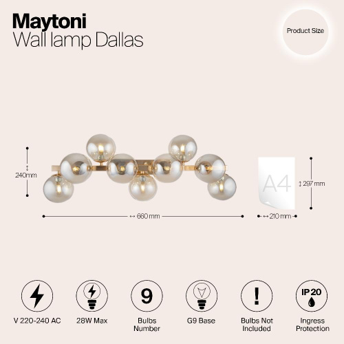 Бра Maytoni Dallas MOD547WL-09G Бра Maytoni Dallas MOD547WL-09G