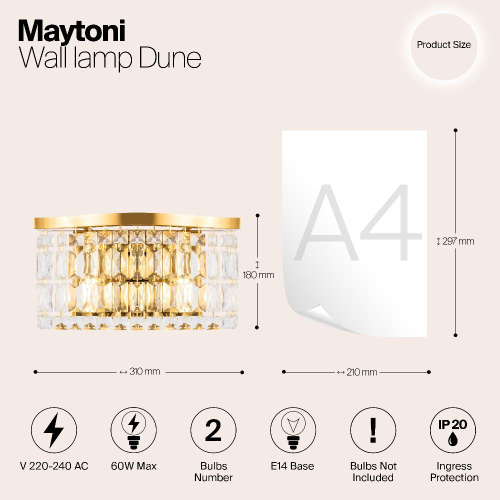 Настенный светильник Maytoni Dune DIA005WL-02G Настенный светильник Maytoni Dune DIA005WL-02G