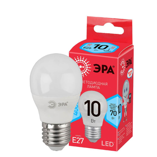 Лампа светодиодная ЭРА E27 10W 4000K матовая ECO LED P45-10W-840-E27 Б0032971 Лампа светодиодная ЭРА E27 10W 4000K матовая ECO LED P45-10W-840-E27 Б0032971