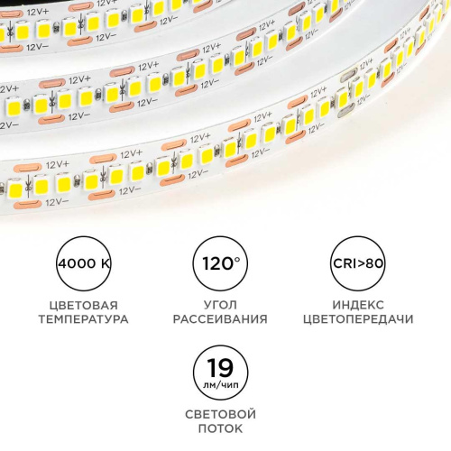 Светодиодная лента OGM 19,2W/m 240LED/m 2835SMD дневной белый 5M LSE-266 Светодиодная лента OGM 19,2W/m 240LED/m 2835SMD дневной белый 5M LSE-266