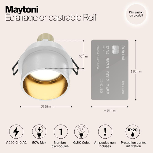 Встраиваемый светильник Maytoni Reif DL050-01WG Встраиваемый светильник Maytoni Reif DL050-01WG