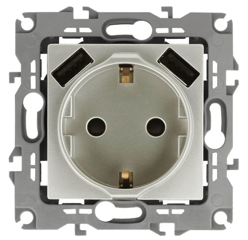 Розетка ЭРА Intro Solo Schuko P+E 16A 250V со шторками 2хUSB перламутр 12-4109-15 Б0047849 Розетка ЭРА Intro Solo Schuko P+E 16A 250V со шторками 2хUSB перламутр 12-4109-15 Б0047849