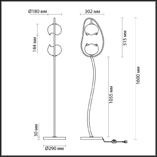 Торшер Odeon Light Modern Waterlily 4873/2F Торшер Odeon Light Modern Waterlily 4873/2F