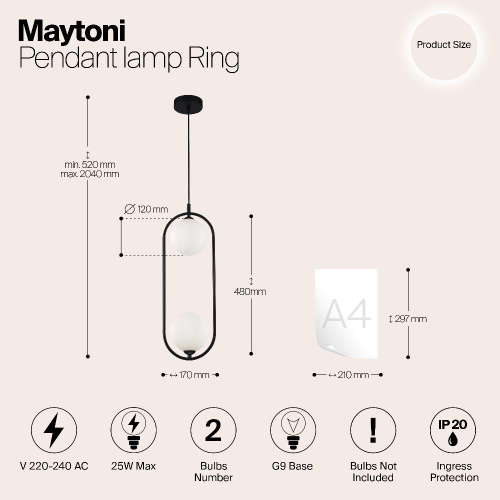 Подвесной светильник Maytoni Ring MOD013PL-02B Подвесной светильник Maytoni Ring MOD013PL-02B
