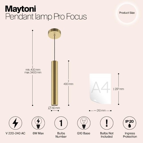 Подвесной светильник Maytoni MOD161PL-01G1 Подвесной светильник Maytoni MOD161PL-01G1