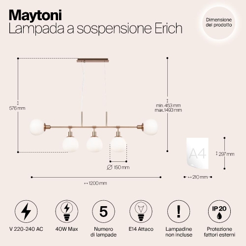 Подвесной светильник Maytoni MOD221-PL-05-G
