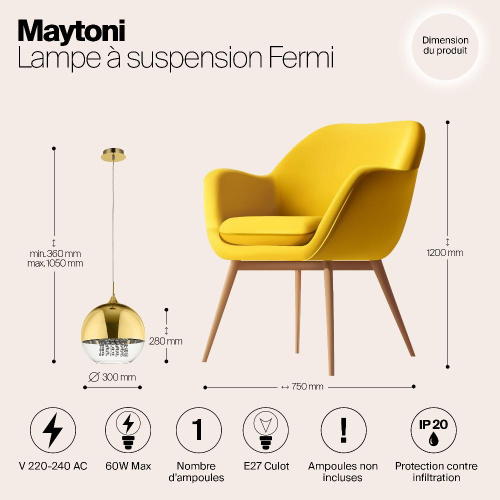 Подвесной светильник Maytoni Fermi P140-PL-170-1-G Подвесной светильник Maytoni Fermi P140-PL-170-1-G