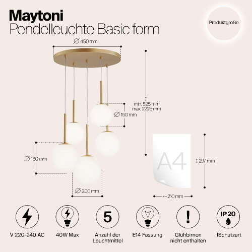 Подвесной светильник Maytoni MOD321PL-05G1 Подвесной светильник Maytoni MOD321PL-05G1