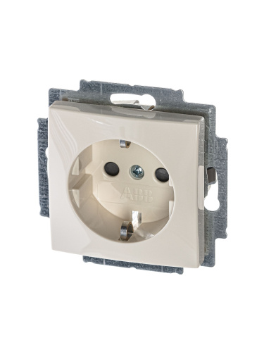 Розетка ABB Basic55 Schuko с/з 16A 250V со шторками безвинтовой зажим слоновая кость 2CKA002013A5279
