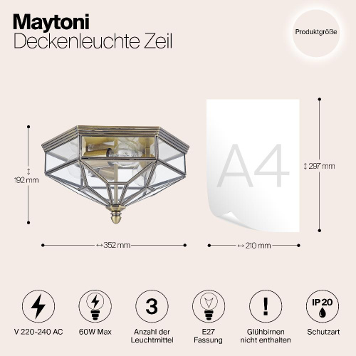 Потолочный светильник Maytoni Zeil H356-CL-03-BZ Потолочный светильник Maytoni Zeil H356-CL-03-BZ
