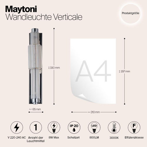 Настенный светильник Maytoni Verticale MOD308WL-L9CG3K Настенный светильник Maytoni Verticale MOD308WL-L9CG3K