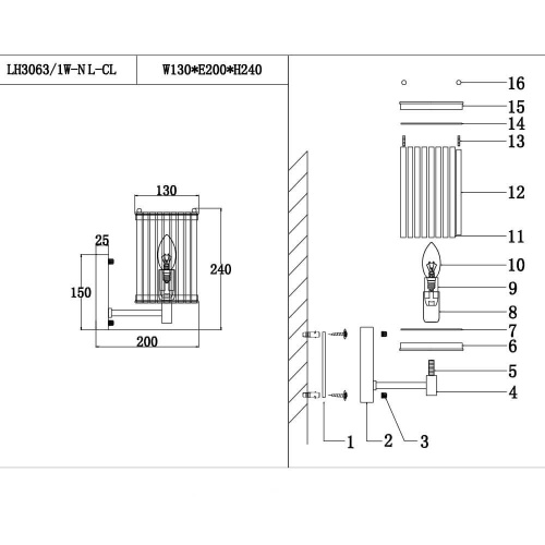 Бра Lumien Hall Krejne LH3063/1W-NL-CL Бра Lumien Hall Krejne LH3063/1W-NL-CL