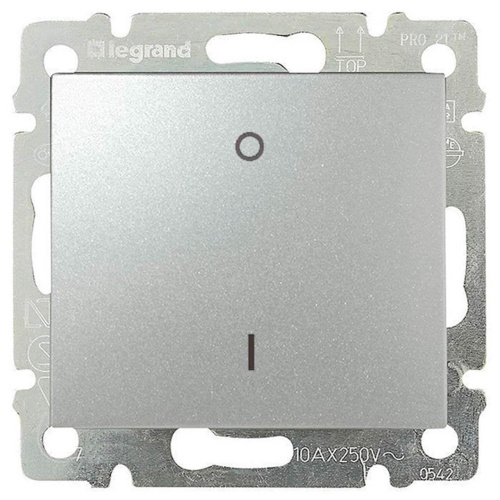 Переключатель одноклавишный двухполюсный Legrand Valena 10A 250V алюминий 770102 Переключатель одноклавишный двухполюсный Legrand Valena 10A 250V алюминий 770102