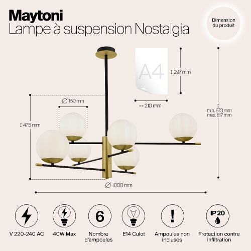 Подвесной светильник Maytoni Nostalgia MOD048PL-06G Подвесной светильник Maytoni Nostalgia MOD048PL-06G