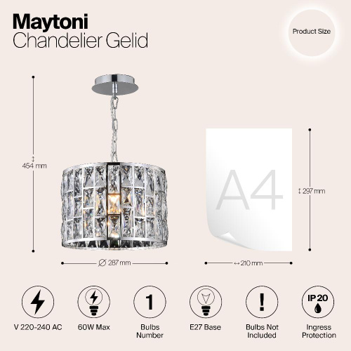 Подвесной светильник Maytoni Gelid MOD184-PL-01-CH Подвесной светильник Maytoni Gelid MOD184-PL-01-CH