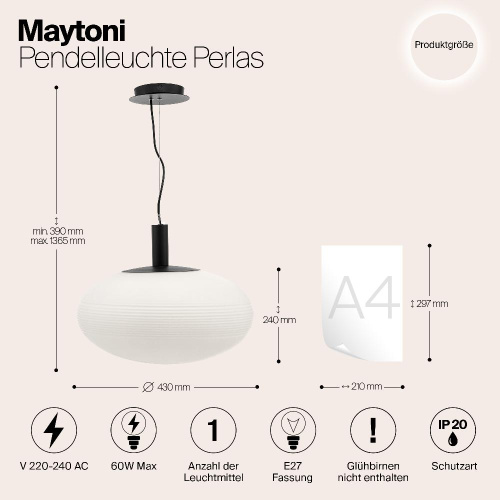 Подвесной светильник Maytoni Perlas P062PL-01W Подвесной светильник Maytoni Perlas P062PL-01W