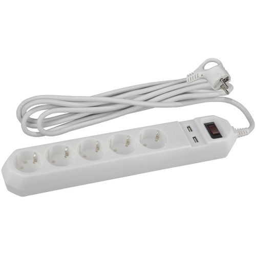 Сетевой фильтр ЭРА USF-5es-1.5m-USB-W Б0019037 Сетевой фильтр ЭРА USF-5es-1.5m-USB-W Б0019037