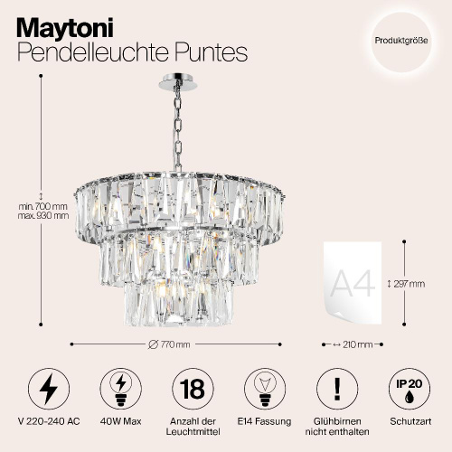 Подвесная люстра Maytoni Puntes MOD043PL-18CH Подвесная люстра Maytoni Puntes MOD043PL-18CH