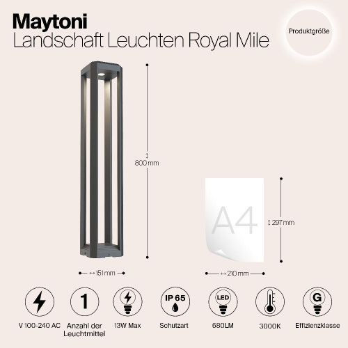 Ландшафтный светодиодный светильник Maytoni Royal Mile O019FL-L12GR3K Ландшафтный светодиодный светильник Maytoni Royal Mile O019FL-L12GR3K