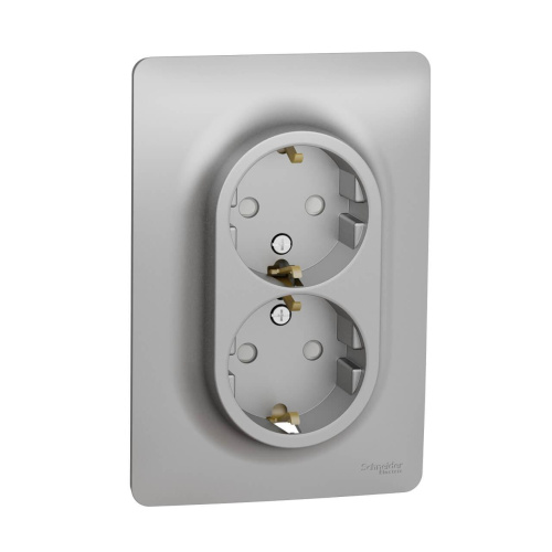 Розетка двойная Schneider Electric Unica New с/з со шторками NU206730 Розетка двойная Schneider Electric Unica New с/з со шторками NU206730