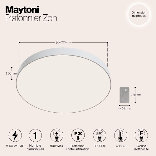 Потолочный светодиодный светильник Maytoni Zon C032CL-L96W4K Потолочный светодиодный светильник Maytoni Zon C032CL-L96W4K