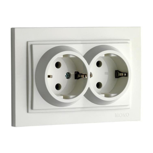 Розетка 2К+З двойная Mono Electric Despina 16A 250V винтовое подключение белый 102-190004-120 Розетка 2К+З двойная Mono Electric Despina 16A 250V винтовое подключение белый 102-190004-120