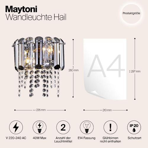 Настенный светильник Maytoni Hail MOD097WL-02CH Настенный светильник Maytoni Hail MOD097WL-02CH