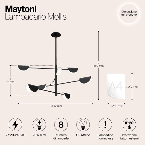 Подвесная люстра Maytoni Technical Mollis MOD126PL-08B Подвесная люстра Maytoni Technical Mollis MOD126PL-08B