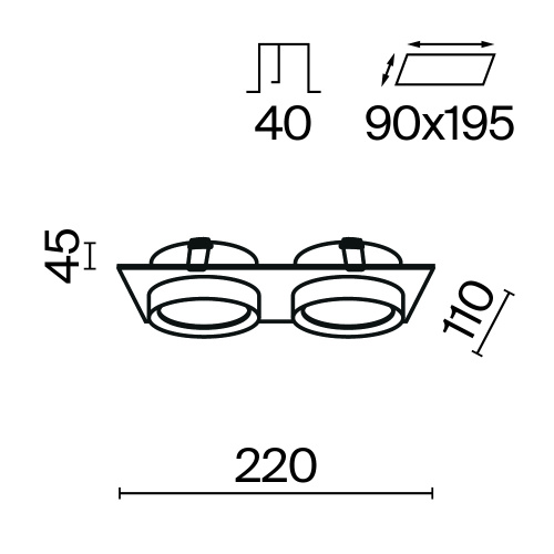 Встраиваемый светильник Technical DL086-02-GX53-SQ-B Встраиваемый светильник Technical DL086-02-GX53-SQ-B