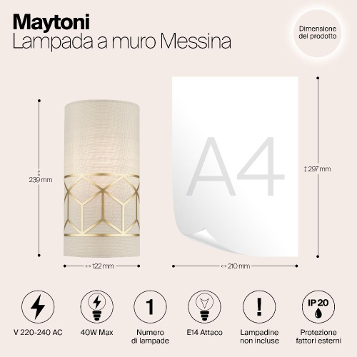 Настенный светильник Maytoni Messina H223-WL-01-G Настенный светильник Maytoni Messina H223-WL-01-G