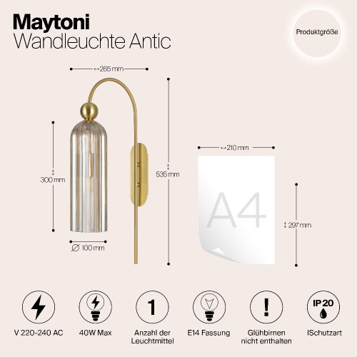 Бра Maytoni Antic MOD302WL-01CG Бра Maytoni Antic MOD302WL-01CG