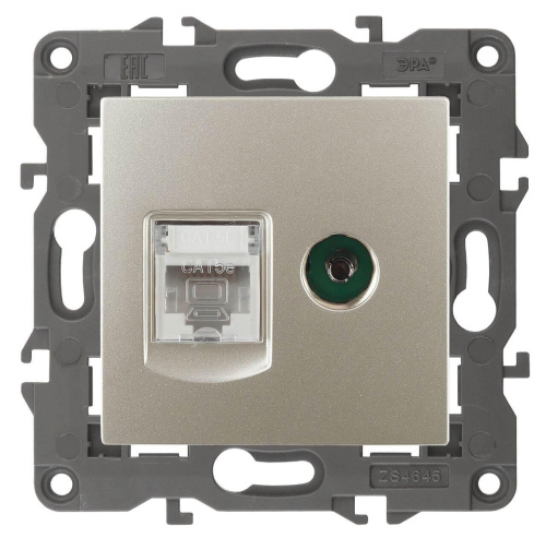 Розетка комбинированная RJ45+TV ЭРА Elegance 14-3110-04 Б0034317 Розетка комбинированная RJ45+TV ЭРА Elegance 14-3110-04 Б0034317