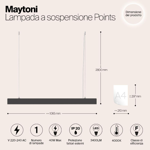 Подвесной светодиодный светильник Maytoni Vinder P050PL-L40B4K Подвесной светодиодный светильник Maytoni Vinder P050PL-L40B4K