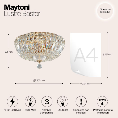 Потолочный светильник Maytoni Basfor DIA100-CL-03-G Потолочный светильник Maytoni Basfor DIA100-CL-03-G