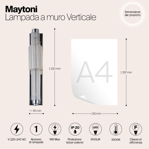 Настенный светильник Maytoni Verticale MOD308WL-L9CG3K Настенный светильник Maytoni Verticale MOD308WL-L9CG3K