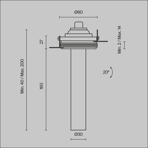 Встраиваемый светильник Technical C140TRS-L200-7W3K-W Встраиваемый светильник Technical C140TRS-L200-7W3K-W