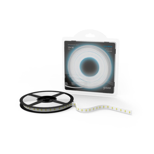Светодиодная влагозащищенная лента Gauss 14,4W/m 60LED/m 5050SMD холодный белый 5M 311000314 Светодиодная влагозащищенная лента Gauss 14,4W/m 60LED/m 5050SMD холодный белый 5M 311000314