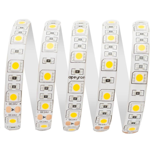 Светодиодная влагозащищенная лента Apeyron 14,4W/m 60Led/m 5050SMD дневной белый 5M 00-319 Светодиодная влагозащищенная лента Apeyron 14,4W/m 60Led/m 5050SMD дневной белый 5M 00-319