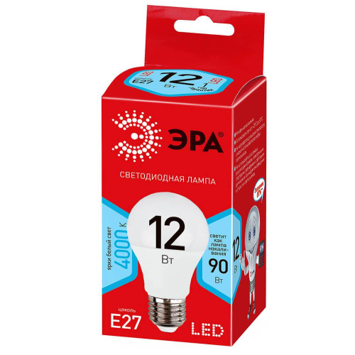 Лампа светодиодная ЭРА E27 12W 4000K матовая ECO LED A60-12W-840-E27 Б0030027 Лампа светодиодная ЭРА E27 12W 4000K матовая ECO LED A60-12W-840-E27 Б0030027