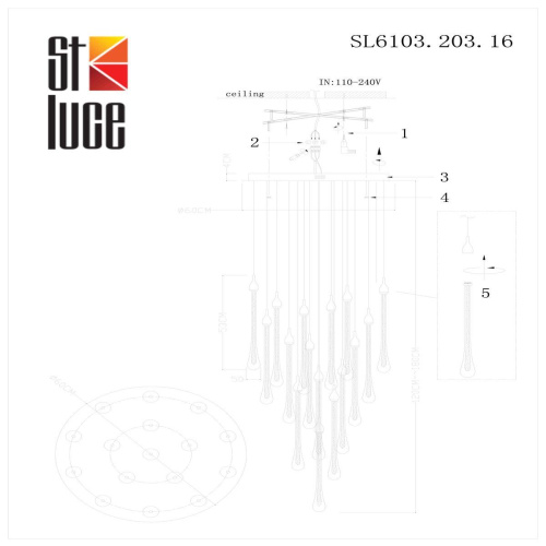 Подвесная светодиодная люстра ST Luce Faenza SL6103.203.16 Подвесная светодиодная люстра ST Luce Faenza SL6103.203.16