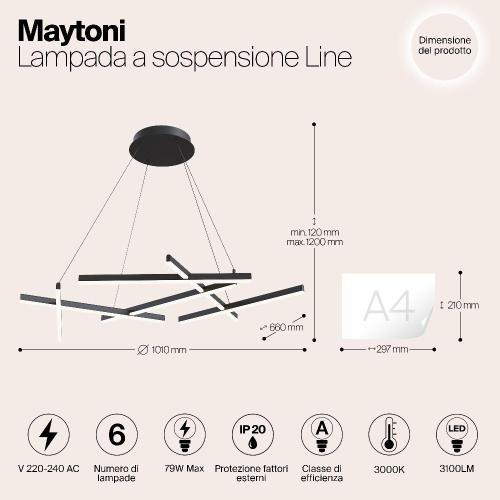 Подвесной светодиодный светильник Maytoni Line MOD016PL-L75B Подвесной светодиодный светильник Maytoni Line MOD016PL-L75B
