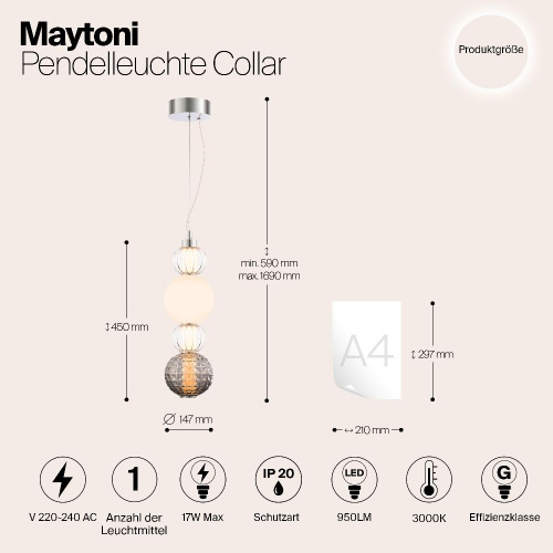 Подвесной светодиодный светильник Maytoni Collar P069PL-L17CH3K Подвесной светодиодный светильник Maytoni Collar P069PL-L17CH3K