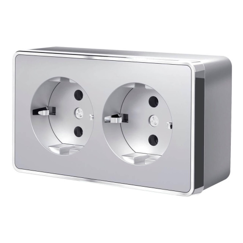 Розетка двойная с заземлением Werkel Gallant серебряный W5072106 4690389167188 Розетка двойная с заземлением Werkel Gallant серебряный W5072106 4690389167188